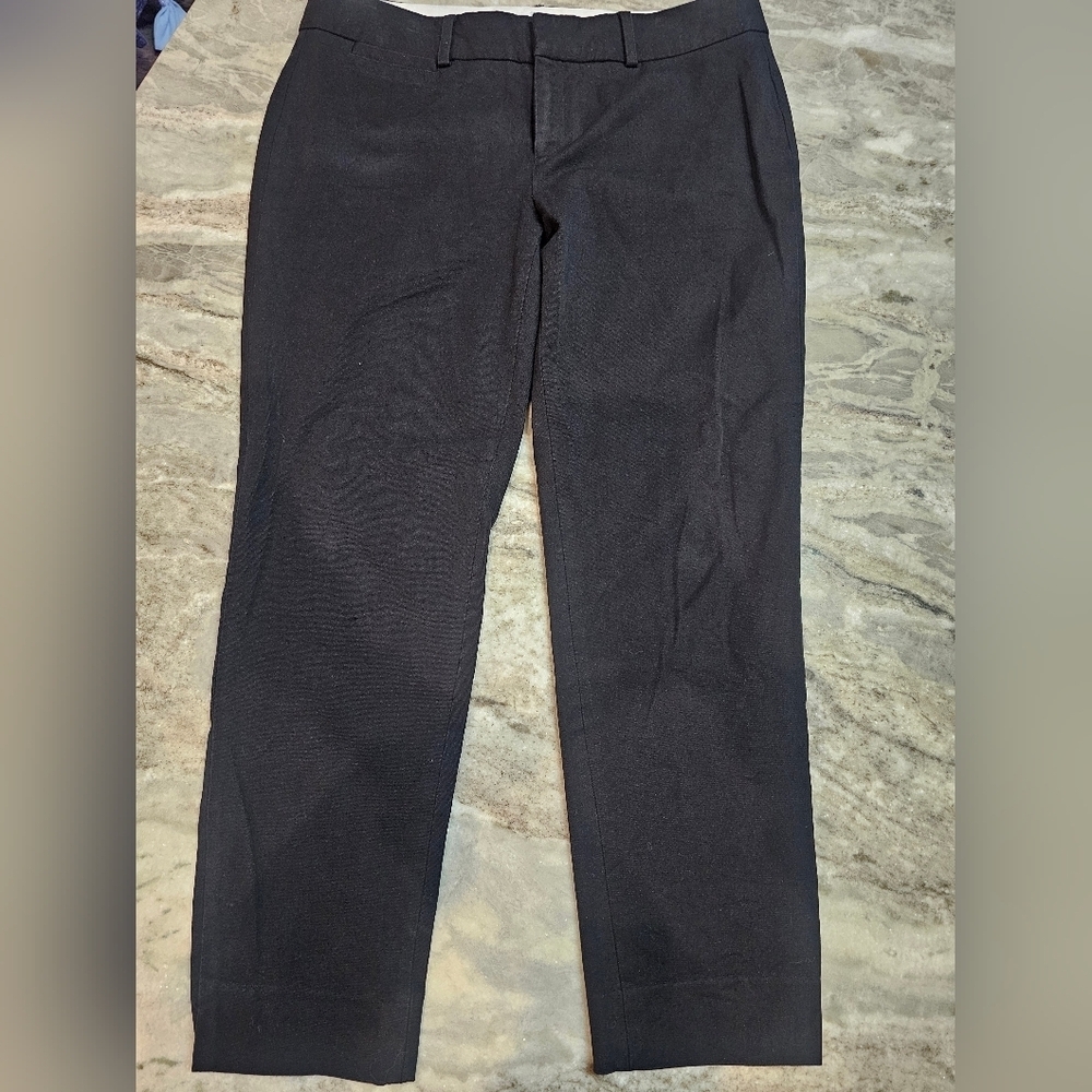 Crown & Ivy Petite 8P Black Cary Ankle Pants Stretch Career Trouser